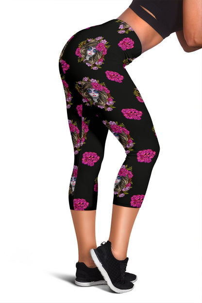 Day of the Dead Makeup Girl Women Capris