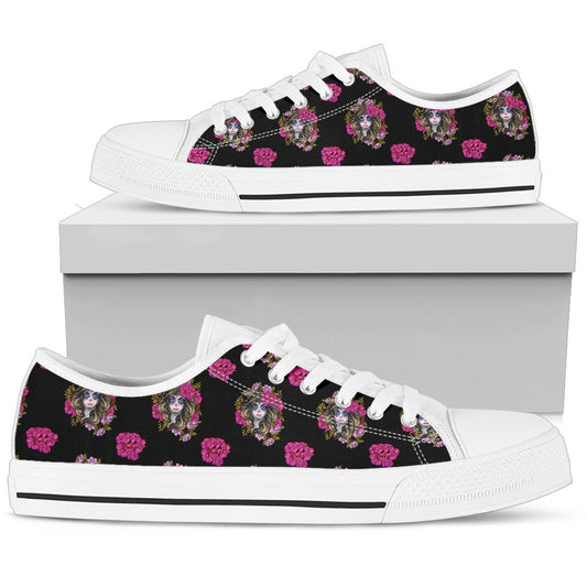 Day of the Dead Makeup Girl Women Low Top Shoes