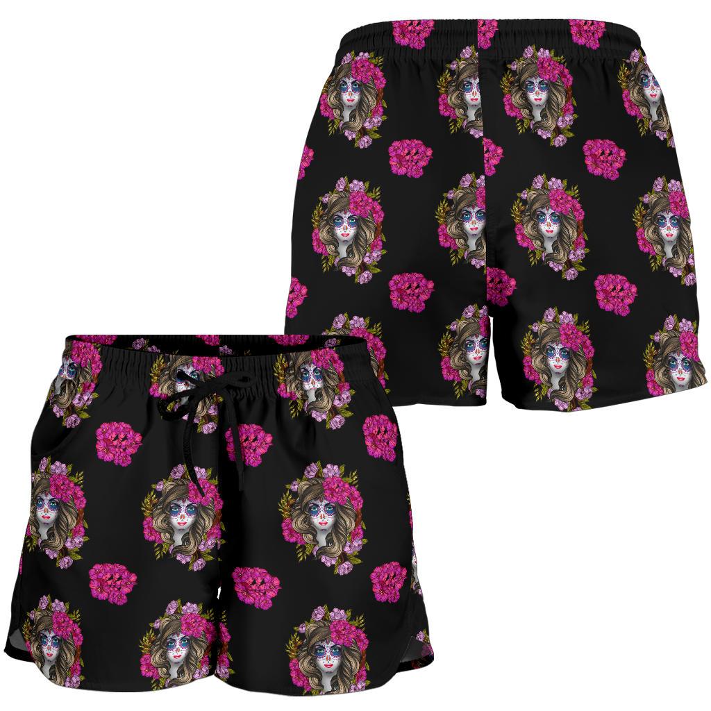 Day of the Dead Makeup Girl Women Shorts-JTAMIGO.COM