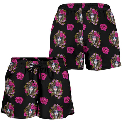 Day of the Dead Makeup Girl Women Shorts-JTAMIGO.COM