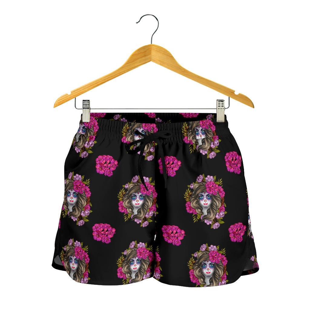 Day of the Dead Makeup Girl Women Shorts-JTAMIGO.COM