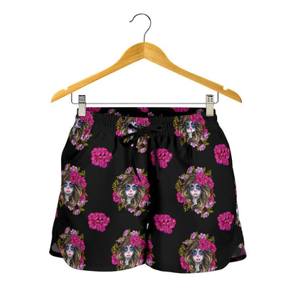 Day of the Dead Makeup Girl Women Shorts-JTAMIGO.COM