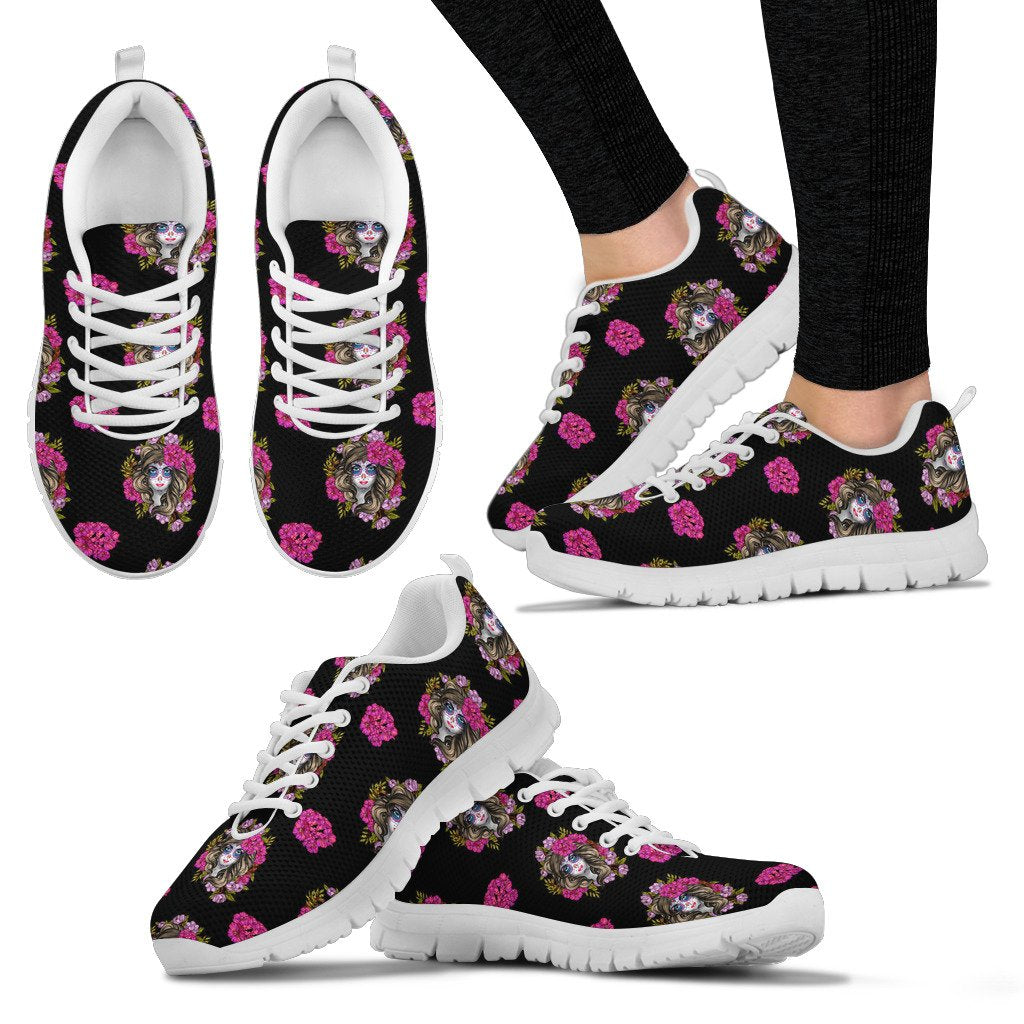 Day Of The Dead Makeup Girl Women Sneakers Shoes