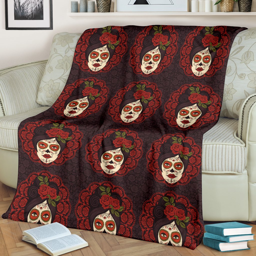 Day Of The Dead Mexican Girl Fleece Blanket