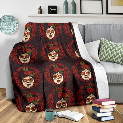Day Of The Dead Mexican Girl Fleece Blanket