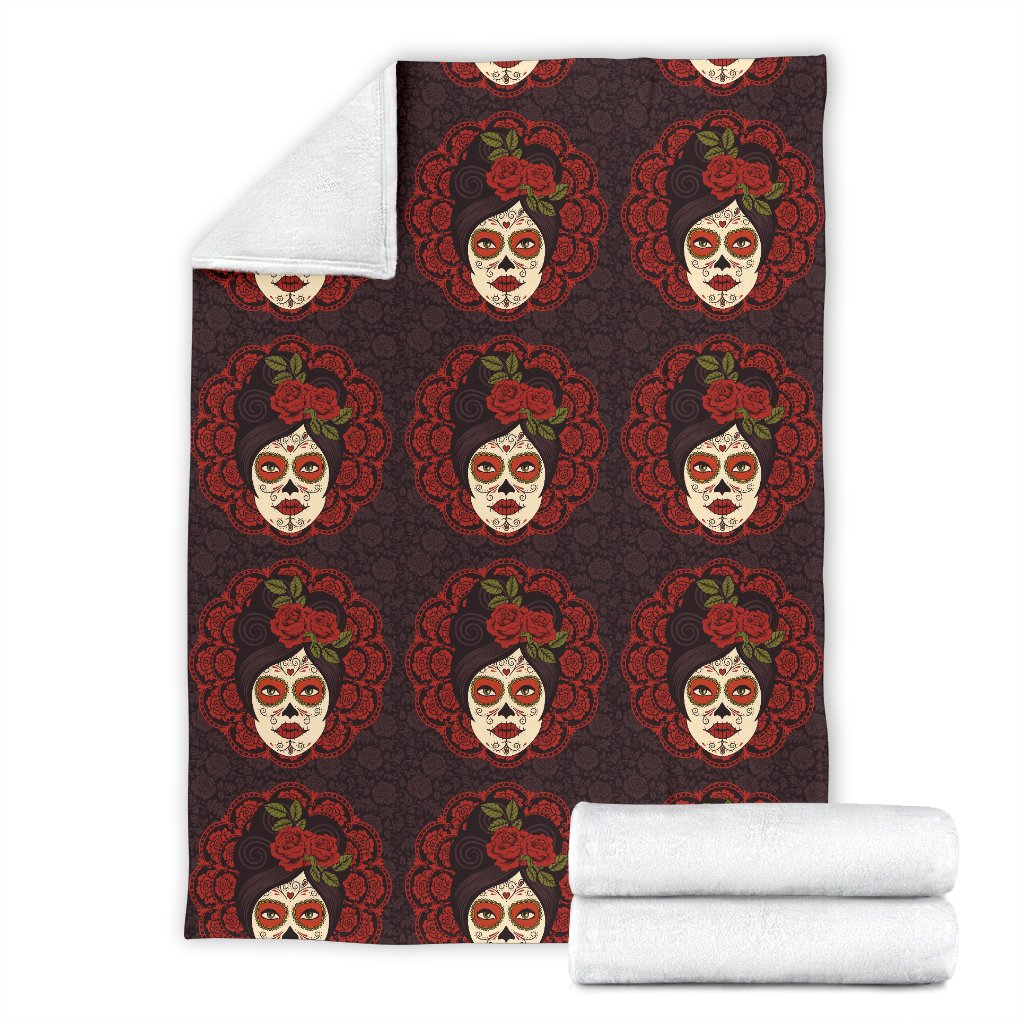 Day Of The Dead Mexican Girl Fleece Blanket