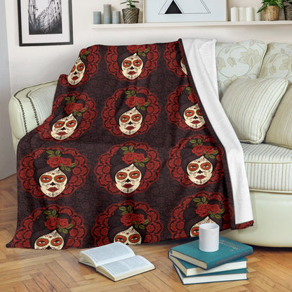 Day Of The Dead Mexican Girl Fleece Blanket