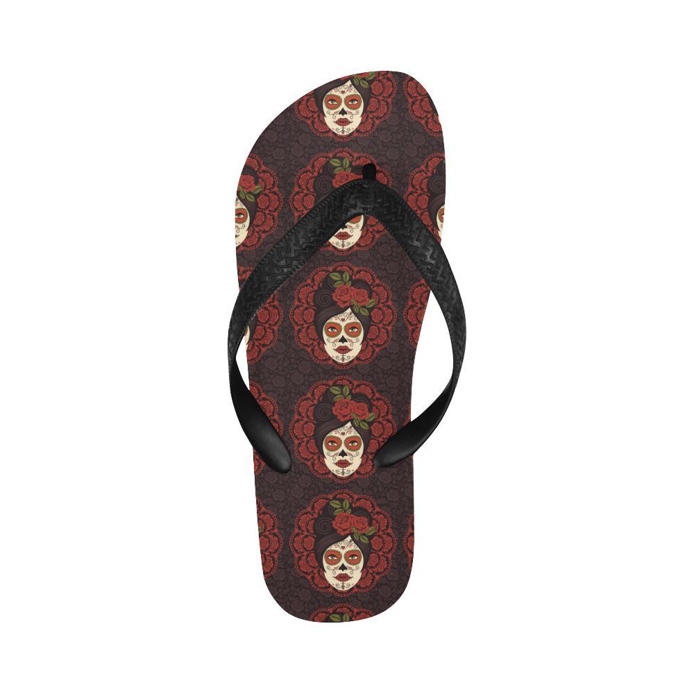 Day of the Dead Mexican Girl Flip Flops-JTAMIGO.COM