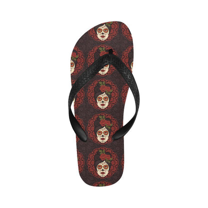 Day of the Dead Mexican Girl Flip Flops-JTAMIGO.COM