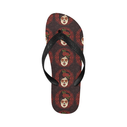 Day of the Dead Mexican Girl Flip Flops-JTAMIGO.COM