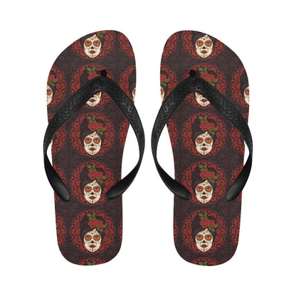 Day of the Dead Mexican Girl Flip Flops-JTAMIGO.COM