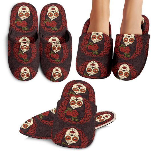 Day of the Dead Mexican Girl House Slippers