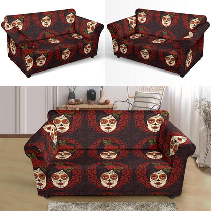 Day of the Dead Mexican Girl Loveseat Slipcover-JTAMIGO.COM