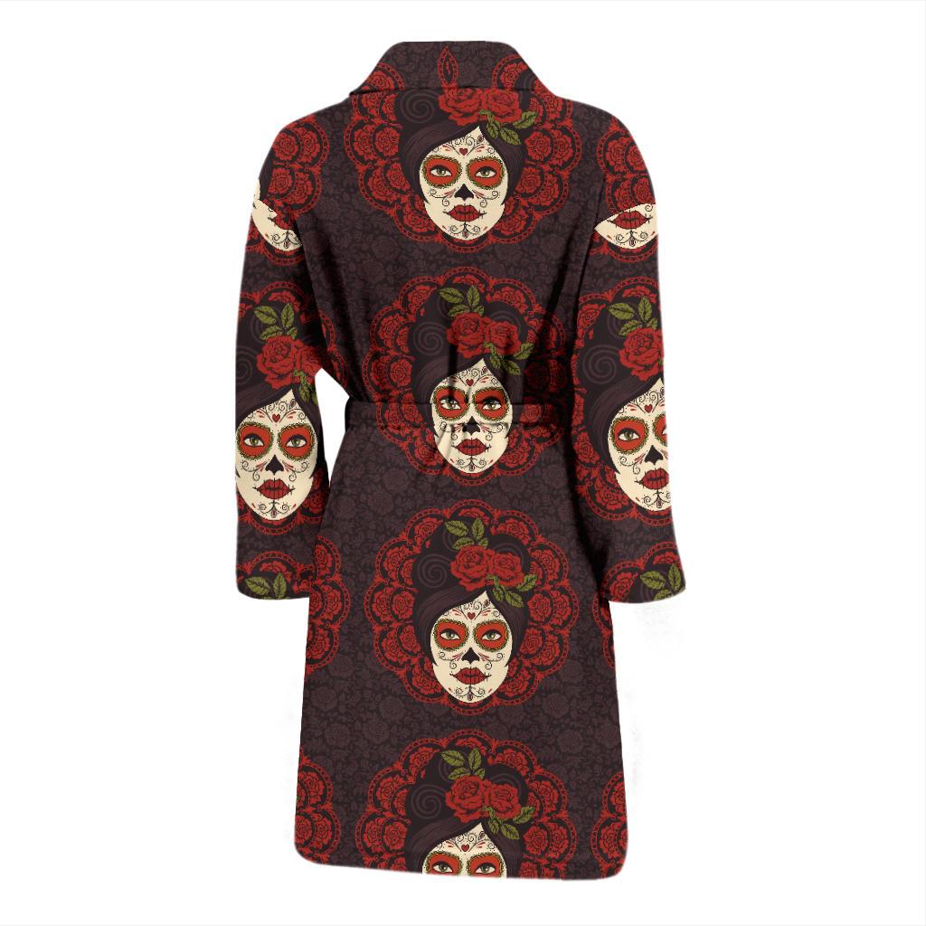 Day of the Dead Mexican Girl Men Bath Robe-JTAMIGO.COM