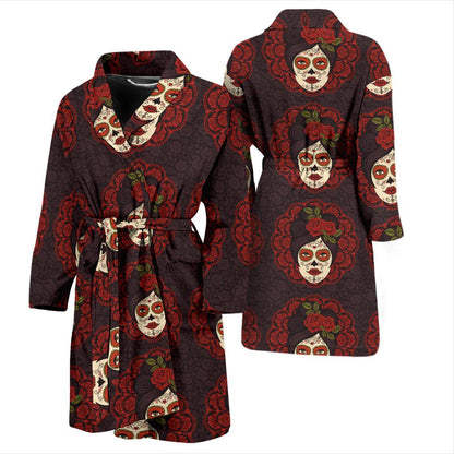 Day of the Dead Mexican Girl Men Bath Robe-JTAMIGO.COM
