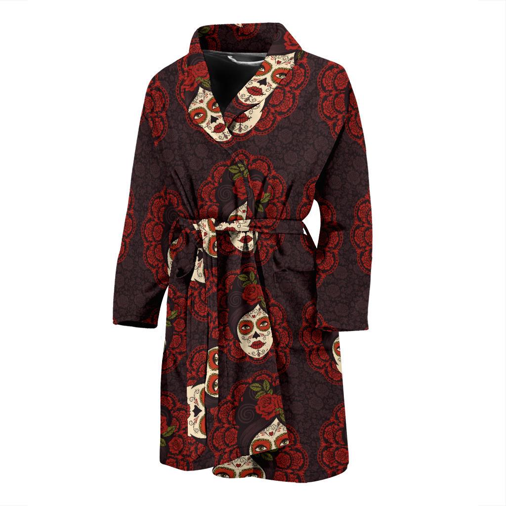 Day of the Dead Mexican Girl Men Bath Robe-JTAMIGO.COM