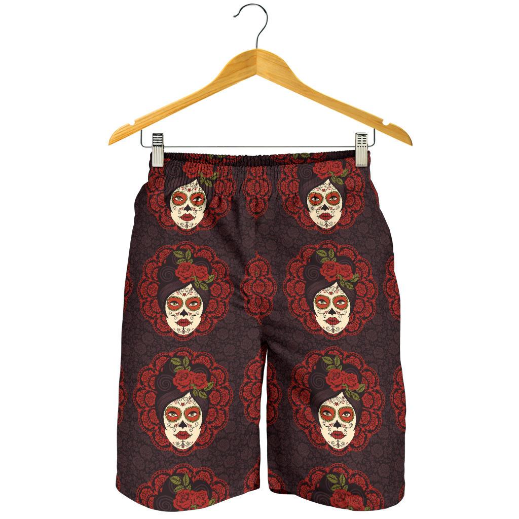 Day of the Dead Mexican Girl Mens Shorts-JTAMIGO.COM