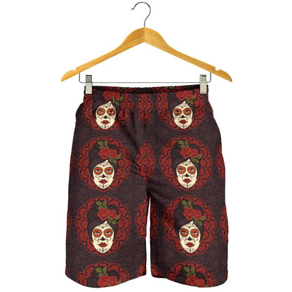 Day of the Dead Mexican Girl Mens Shorts-JTAMIGO.COM