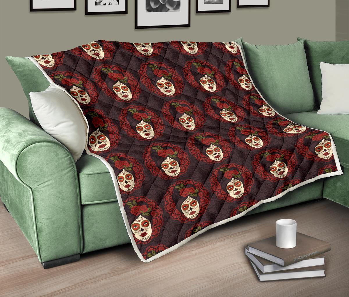 Day of the Dead Mexican Girl Premium Quilt-JTAMIGO.COM