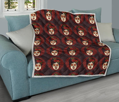 Day of the Dead Mexican Girl Premium Quilt-JTAMIGO.COM