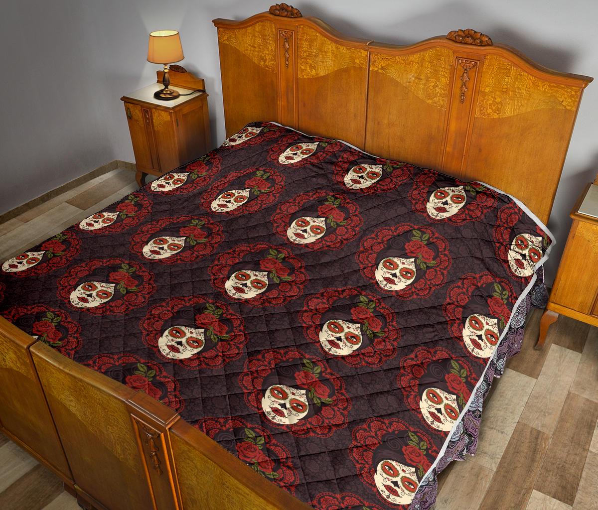 Day of the Dead Mexican Girl Premium Quilt-JTAMIGO.COM