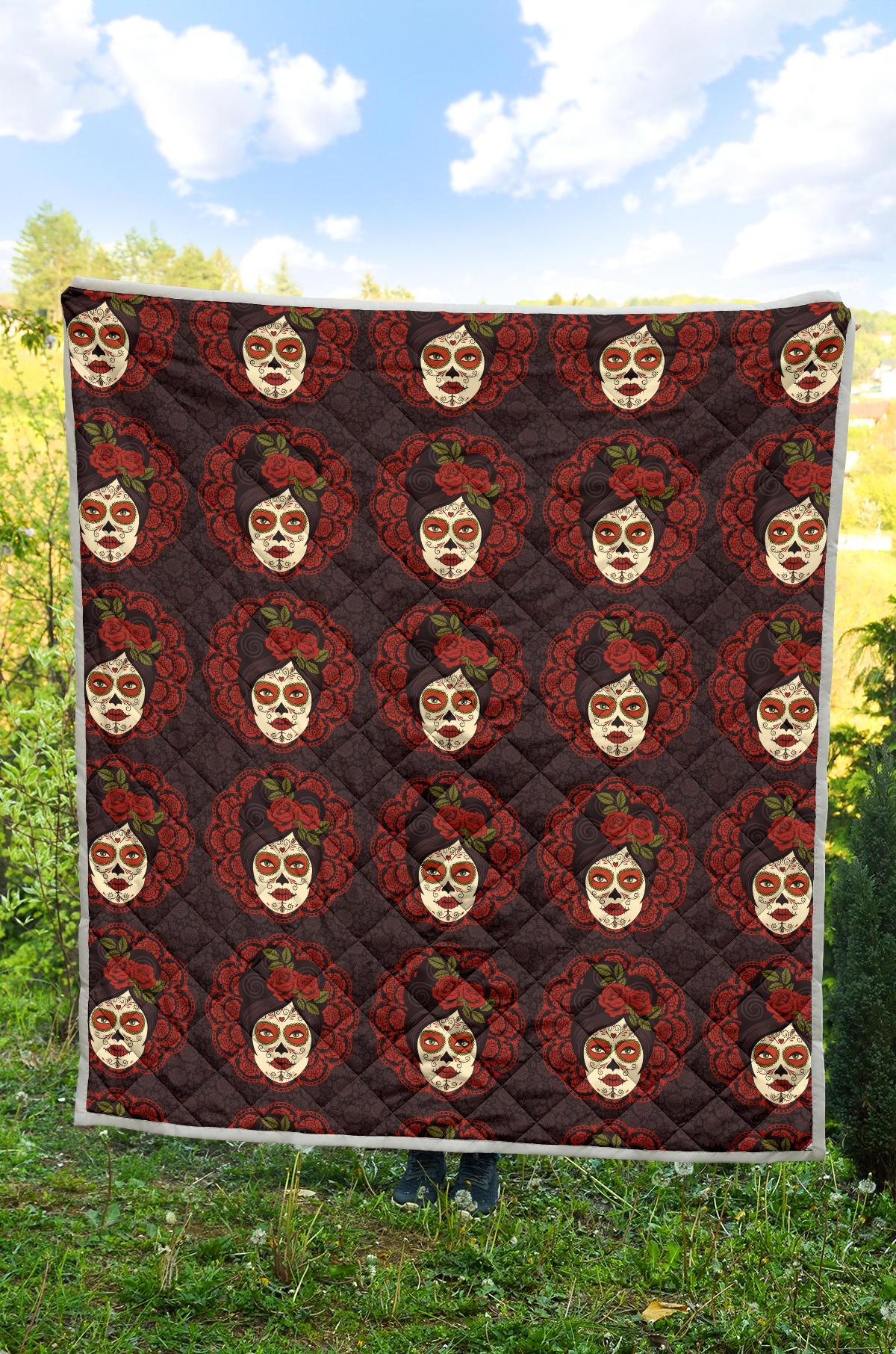 Day of the Dead Mexican Girl Premium Quilt-JTAMIGO.COM