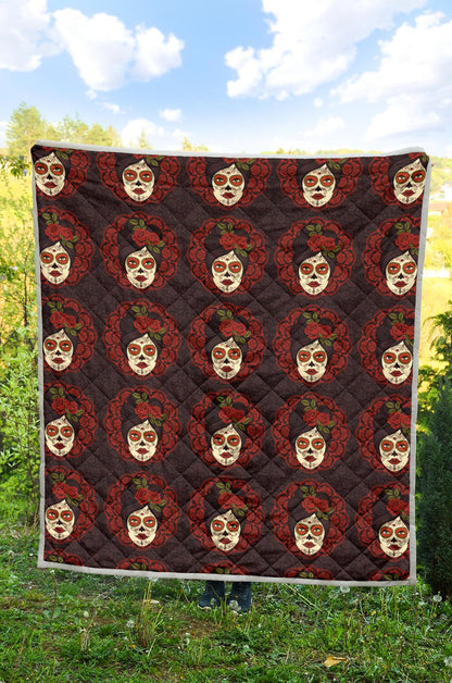 Day of the Dead Mexican Girl Premium Quilt-JTAMIGO.COM