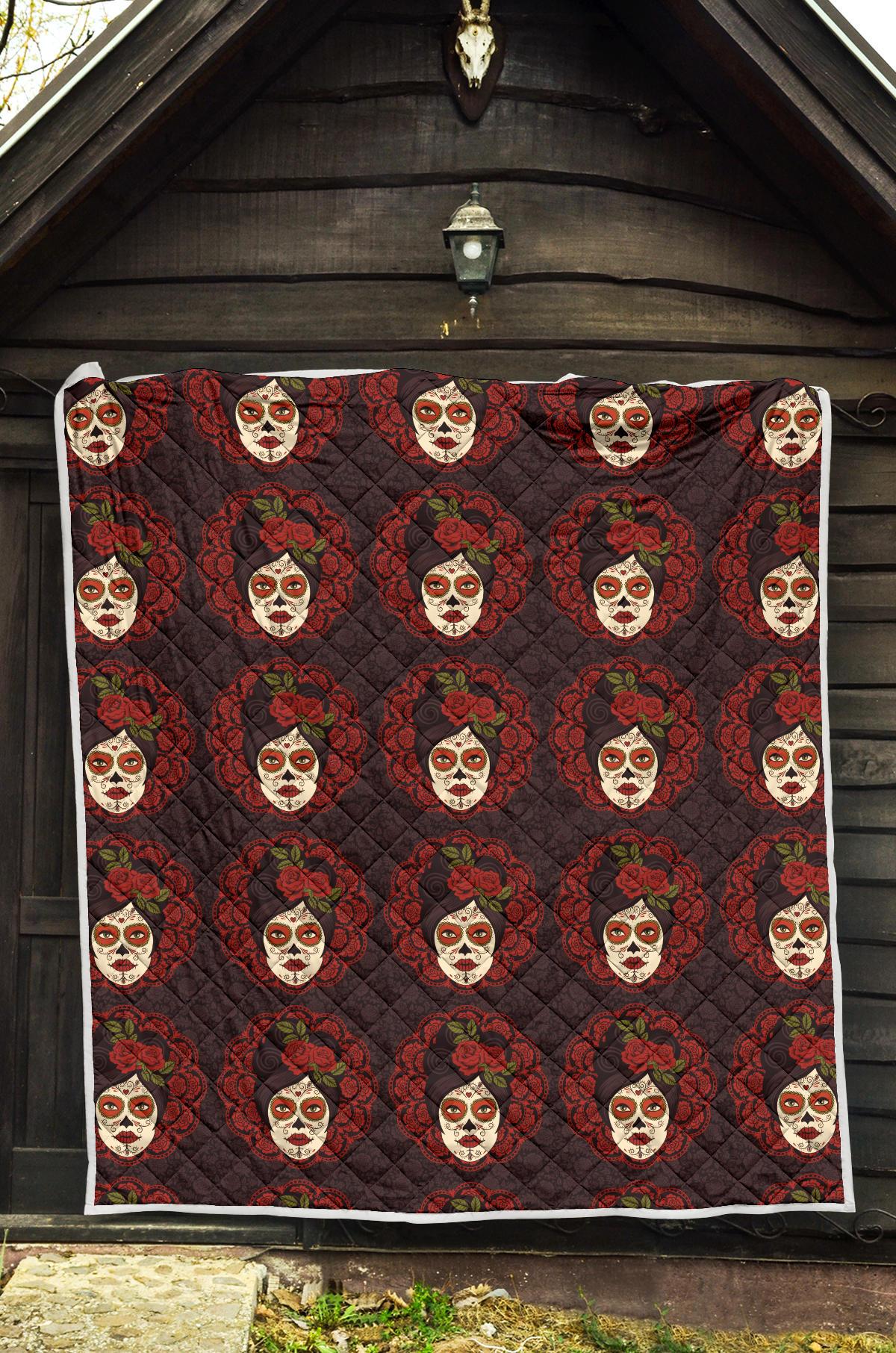 Day of the Dead Mexican Girl Premium Quilt-JTAMIGO.COM