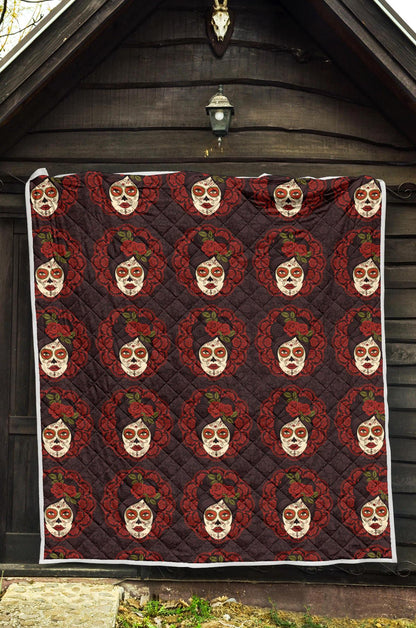 Day of the Dead Mexican Girl Premium Quilt-JTAMIGO.COM
