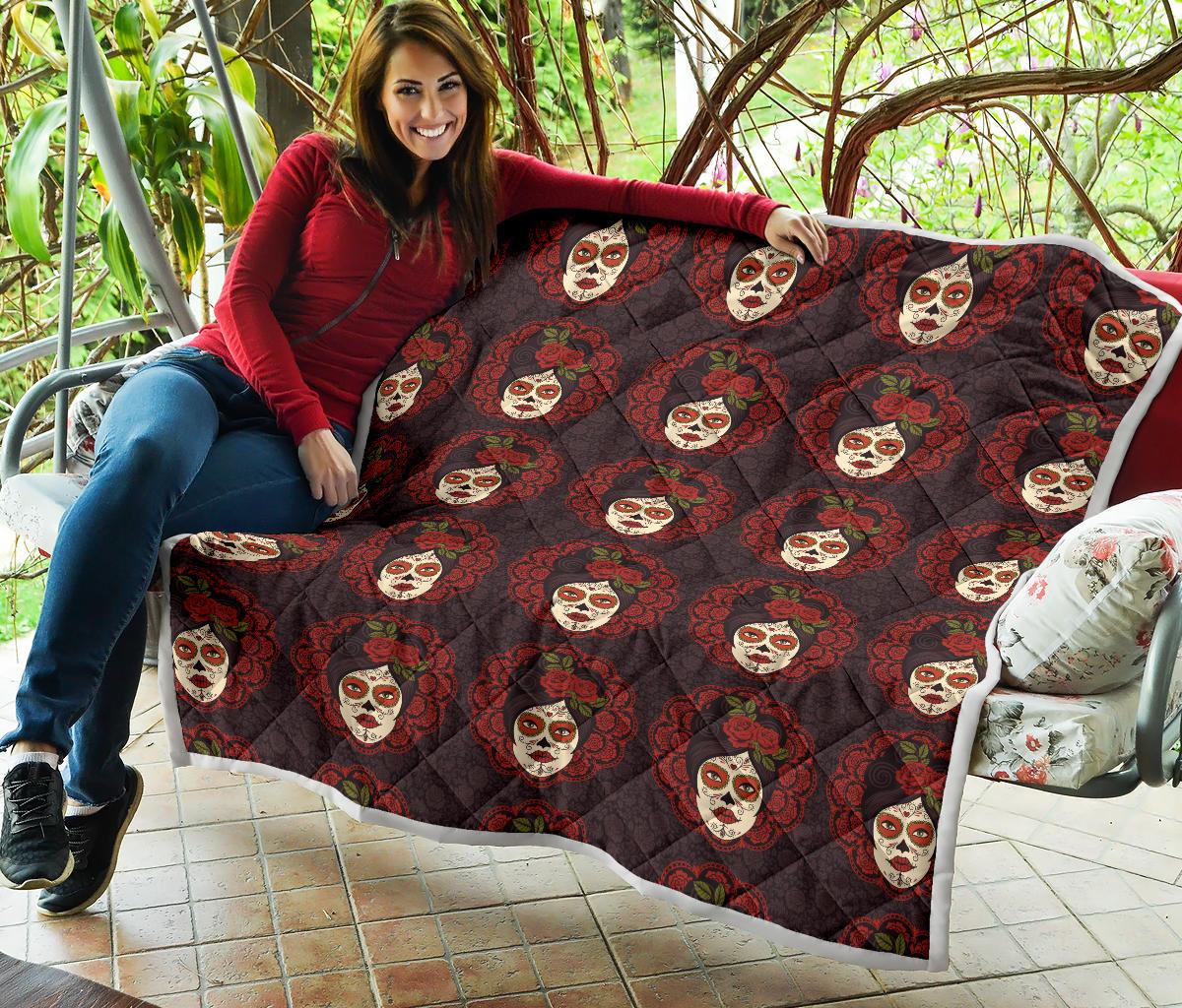 Day of the Dead Mexican Girl Premium Quilt-JTAMIGO.COM