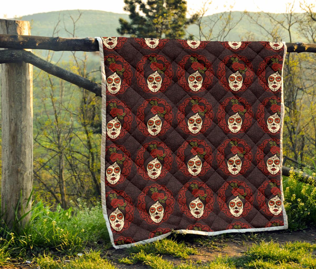 Day of the Dead Mexican Girl Premium Quilt-JTAMIGO.COM