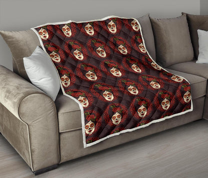 Day of the Dead Mexican Girl Premium Quilt-JTAMIGO.COM