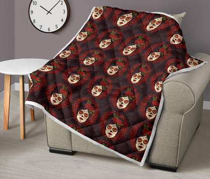 Day of the Dead Mexican Girl Premium Quilt-JTAMIGO.COM
