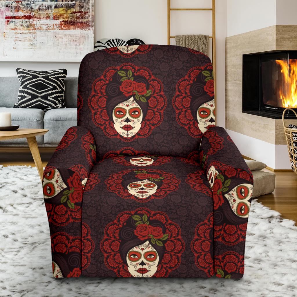 Day of the Dead Mexican Girl Single Sofa Slipcover -JTAMIGO.COM