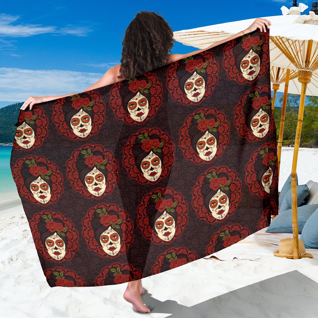 Day of the Dead Mexican Girl Sarong Pareo Wrap