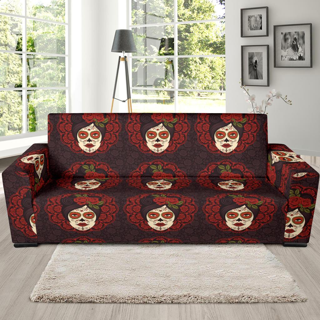 Day of the Dead Mexican Girl Sofa Slipcover-JTAMIGO.COM