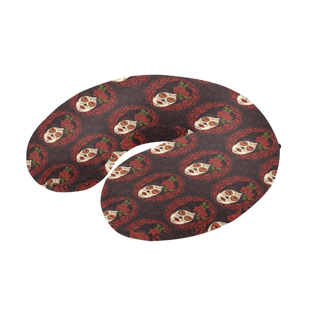 Day of the Dead Mexican Girl U-Shaped Travel Neck Pillow-JTAMIGO.COM