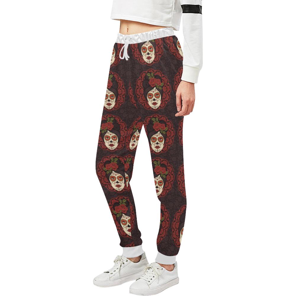 Day of the Dead Mexican Girl Unisex Casual Sweatpants (Model L11)-JTAMIGO.COM