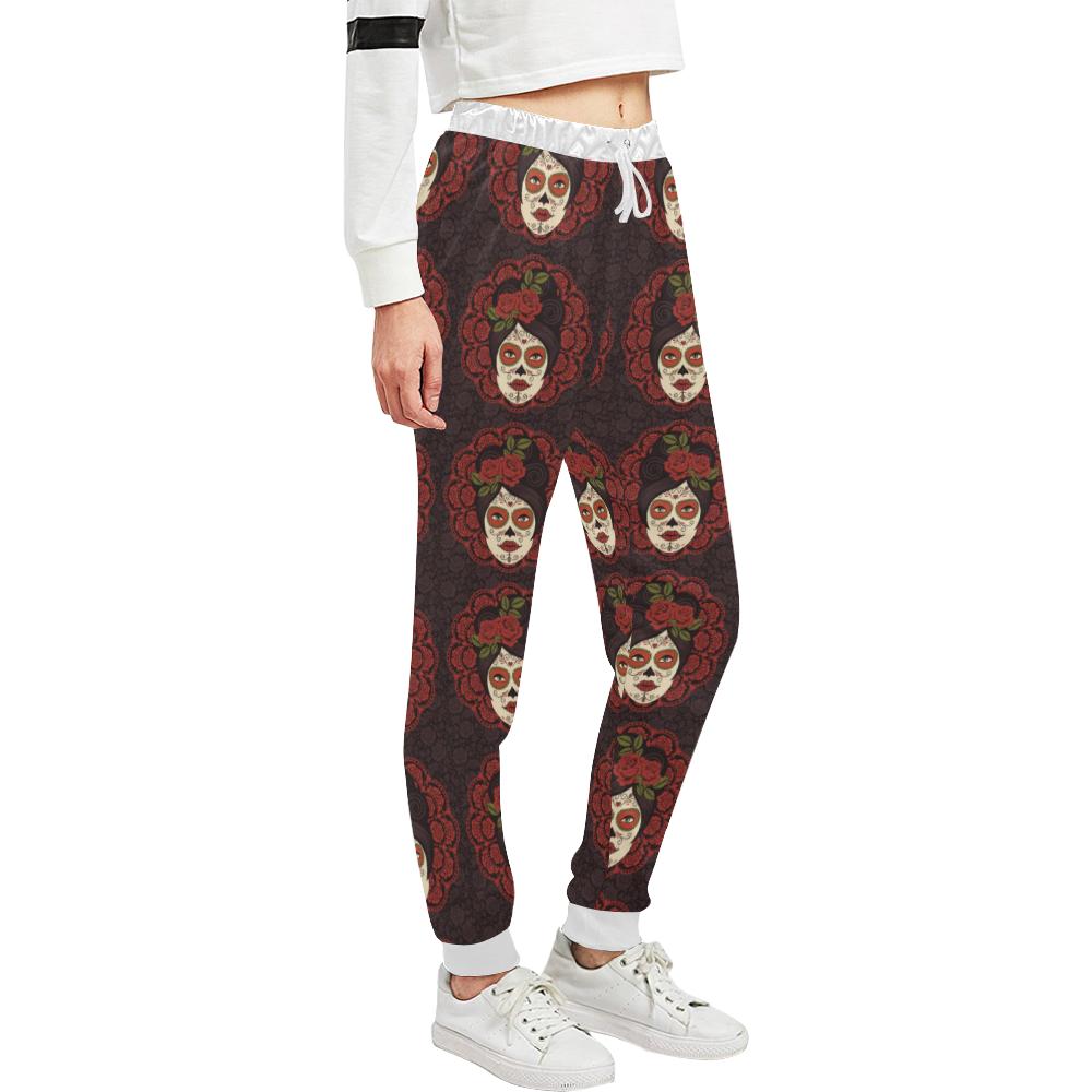 Day of the Dead Mexican Girl Unisex Casual Sweatpants (Model L11)-JTAMIGO.COM