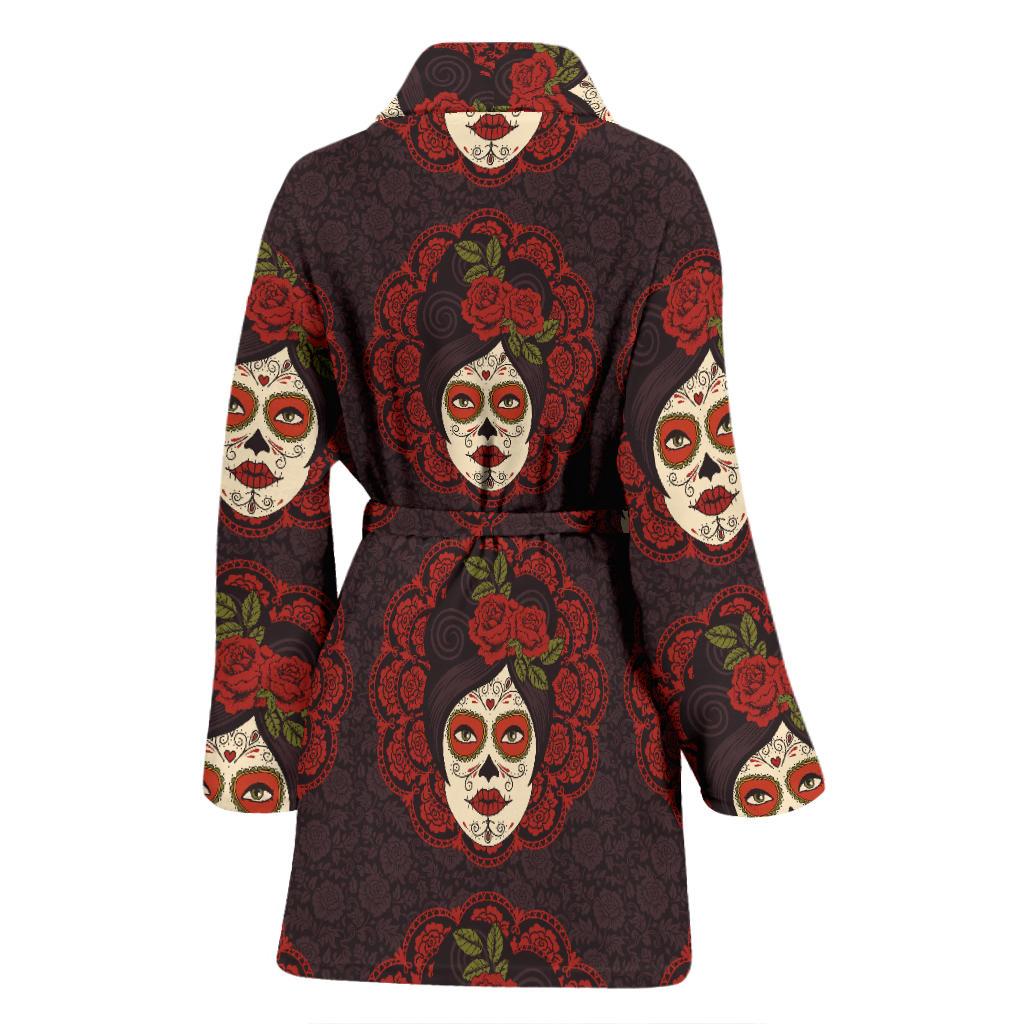 Day of the Dead Mexican Girl Women Bath Robe-JTAMIGO.COM