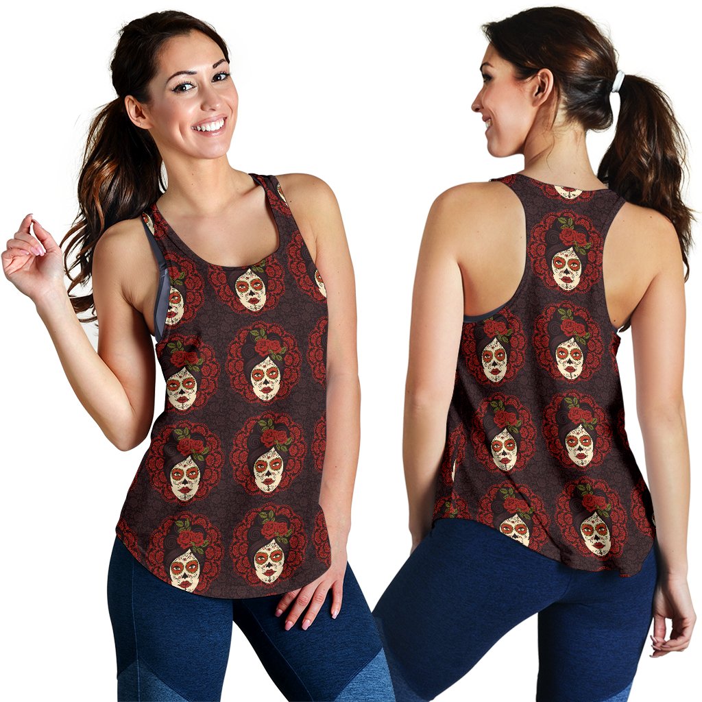 Day of the Dead Mexican Girl Women Racerback Tank Top