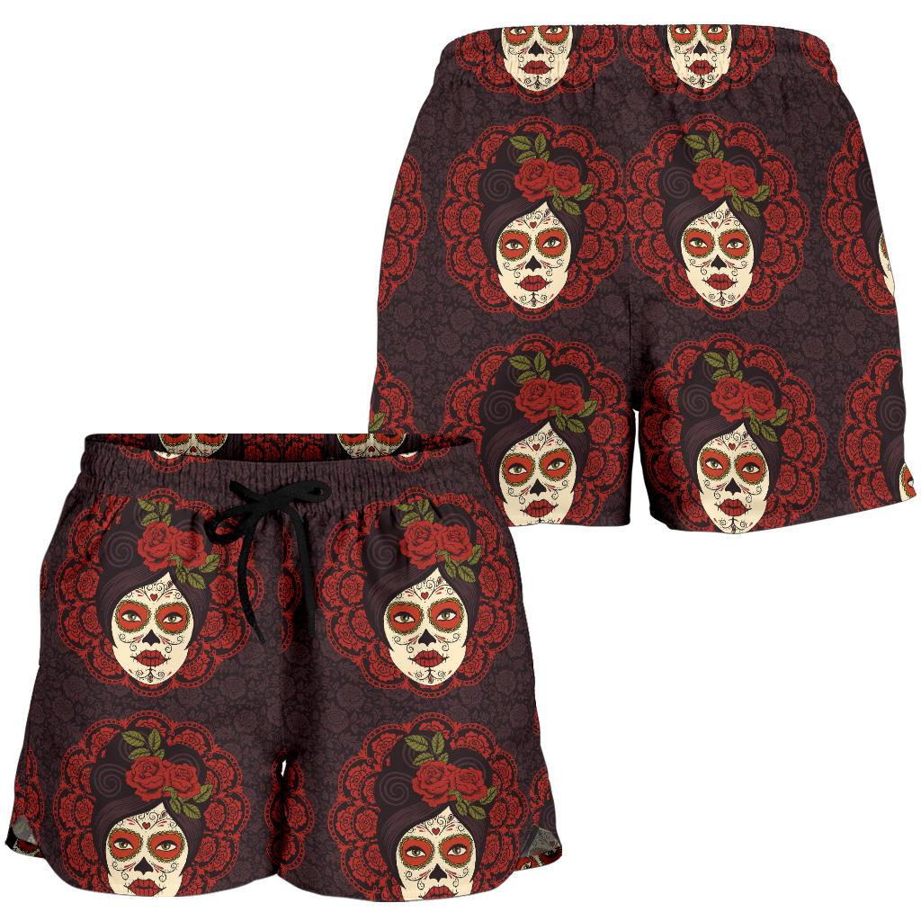 Day of the Dead Mexican Girl Women Shorts-JTAMIGO.COM