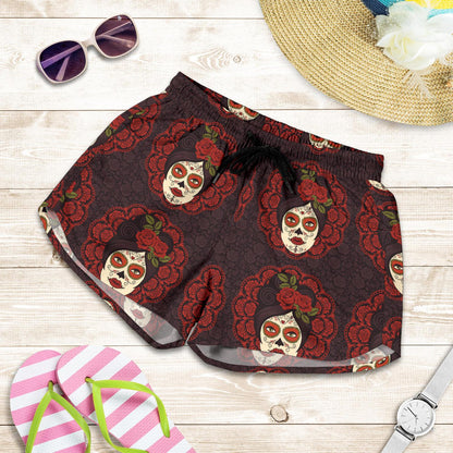 Day of the Dead Mexican Girl Women Shorts-JTAMIGO.COM