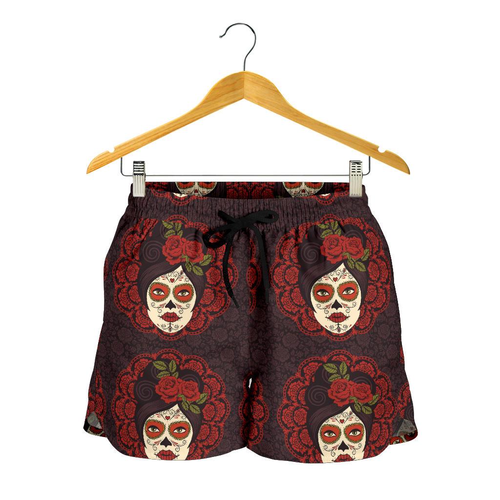 Day of the Dead Mexican Girl Women Shorts-JTAMIGO.COM