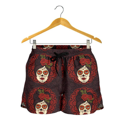 Day of the Dead Mexican Girl Women Shorts-JTAMIGO.COM