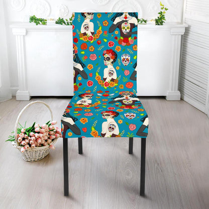 Day of the Dead Old School Girl Design Dinning Chair Slipper-JTAMIGO.COM