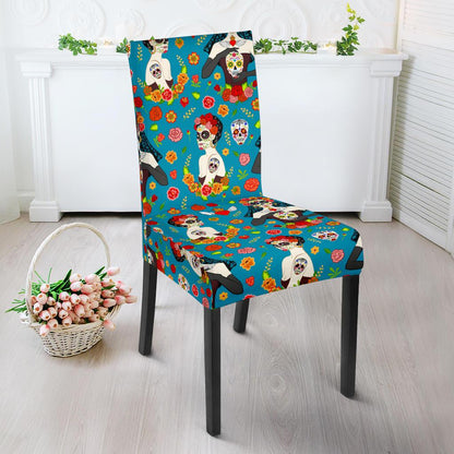 Day of the Dead Old School Girl Design Dinning Chair Slipper-JTAMIGO.COM