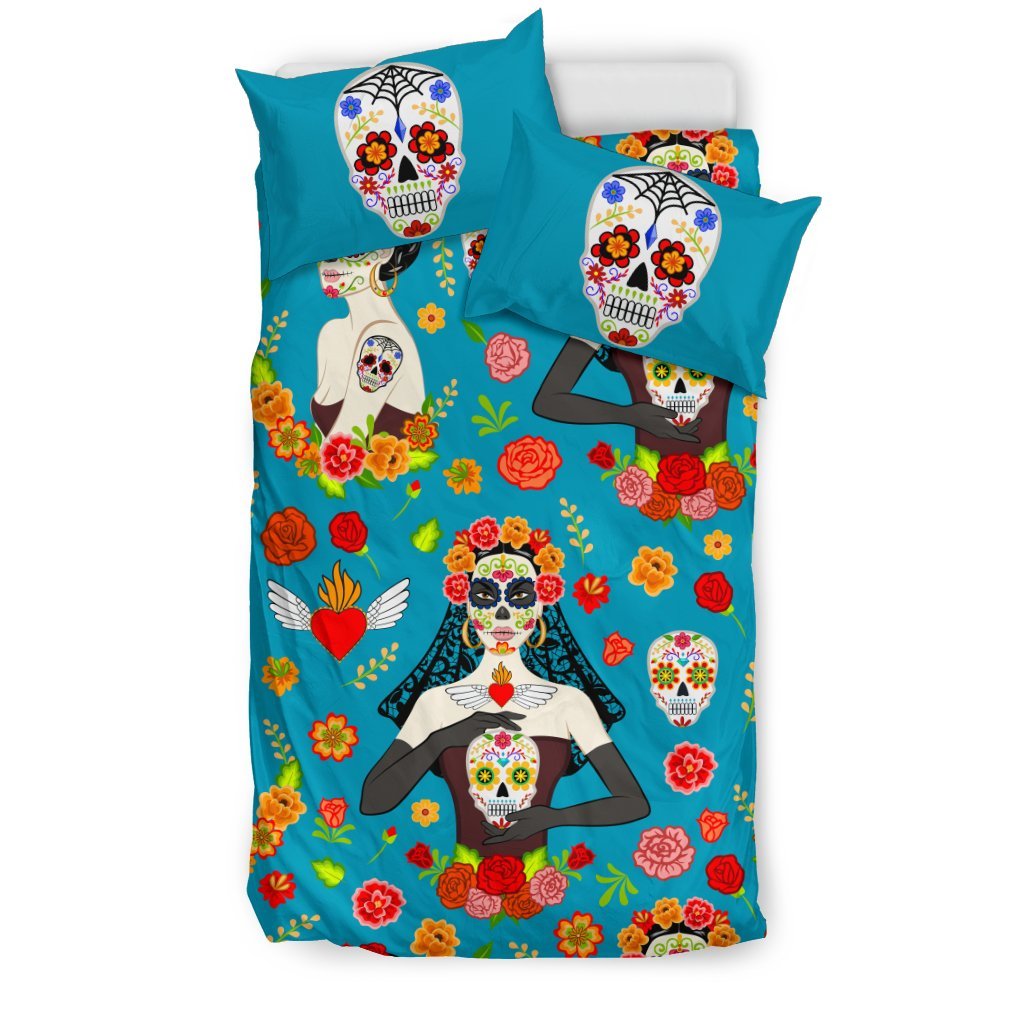 Day Of The Dead Old School Girl Design Duvet Cover Bedding Set