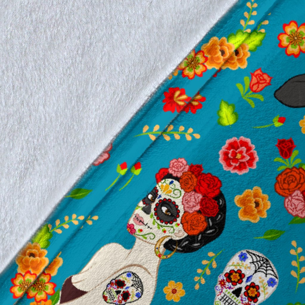 Day Of The Dead Old School Girl Design Fleece Blanket