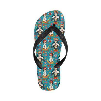 Day of the Dead Old School Girl Design Flip Flops-JTAMIGO.COM